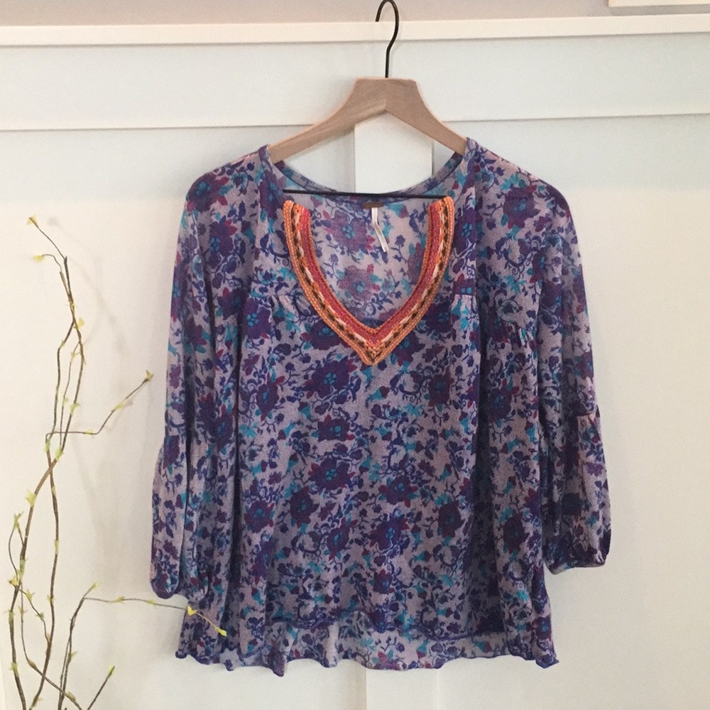 Free People Floral Flowy Top